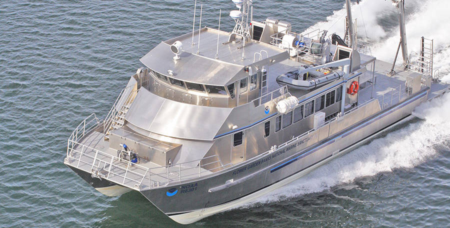 Manta Port Quartered Featured | Aluminum Boats | Catamarans | Monohulls | Passenger Vessels | Hybrid Vessels | Work Boats | All American Marine