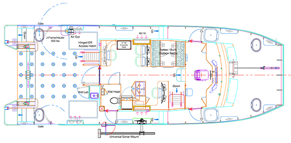 T W General Arrangement Storm Petrel E | Aluminum Boats | Catamarans | Monohulls | Passenger Vessels | Hybrid Vessels | Work Boats | All American Marine